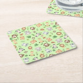 ジャングルサファリ動物 スクエアペーパーコースター (アングル)