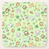ジャングルサファリ動物 スクエアペーパーコースター (正面)