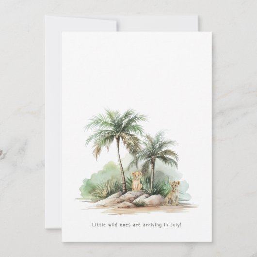 ジャングルサファリ動物 | 双子の赤ちゃんシャワー 招待状 (裏面)