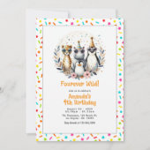 ジャングルサファリ動物「Four Ver Wild」 4th Birthday 招待状 (正面)