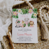 ジャングルサファリ女の子ベビーシャワー招待状 招待状