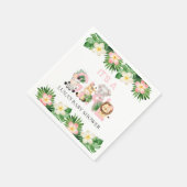 ジャングルサファリ女の子ベビーシャワー スタンダードカクテルナプキン (角)