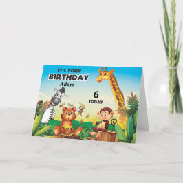 ジャングルサファリ子供の誕生日パーソナライズ カード