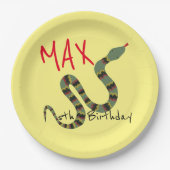 ジャングルサファリ探検用スネーク誕生日 ペーパープレート (正面)