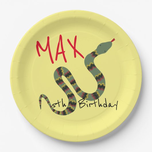 ジャングルサファリ探検用スネーク誕生日 ペーパープレート (正面)