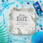 ジャングルサファリ植物少年の赤ちゃんシャワー ペーパープレート (パーティー)