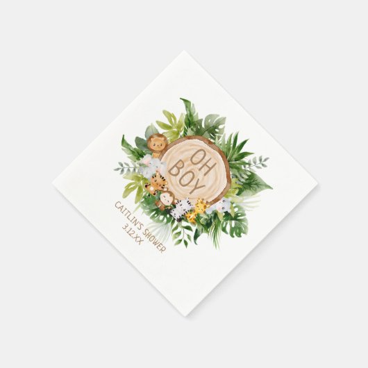 ジャングルサファリ男の赤ちゃんシャワー スタンダードカクテルナプキン (角)