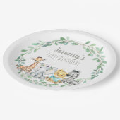 ジャングルサファリ男女兼用ベビーファースト誕生日 ペーパープレート (アングル)