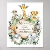 ジャングルサファリ素朴アニマルモモモモザバードリンクサイン ポスター (正面)