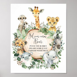 ジャングルサファリ素朴アニマルモモモモザバードリンクサイン ポスター