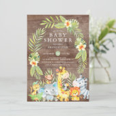 ジャングルサファリ素朴ボーイ赤ちゃんシャワー招待状 招待状 (スタンド正面)