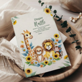 ジャングルサファリ素朴ーの動物のラッフルおむつ エンクロージャーカード