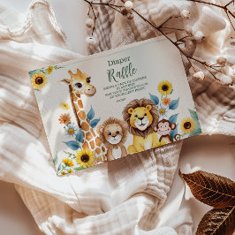 ジャングルサファリ素朴ーの動物のラッフルおむつ エンクロージャーカード