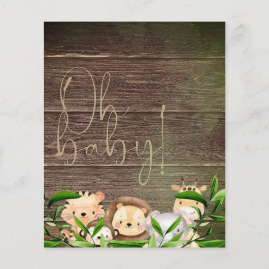 ジャングルサファリ素朴ー動物の緑の赤ちゃんシャワー (裏面)