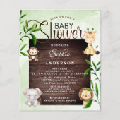 ジャングルサファリ素朴ー動物の緑の赤ちゃんシャワー (正面)