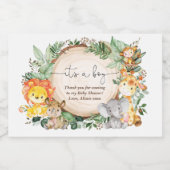 ジャングルサファリ素朴ー動物の赤ちゃんシャワーの好意 スパークリングワインラベル (シングルラベル)