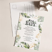 ジャングルサファリ緑のカップル赤ちゃんシャワー インビテーションポストカード