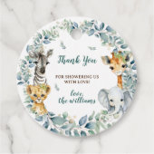 ジャングルサファリ緑の赤ちゃんシャワーありがとう フェイバータグ (正面)