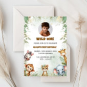 ジャングルサファリ誕生日ボーイ招待状ワイルドワン 招待状