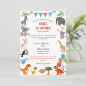 ジャングルサファリ誕生日招待状ワイルドワンテーマ 招待状 (スタンド正面)
