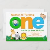 ジャングルサファリ誕生日招待状1歳の誕生日 招待状 (正面)