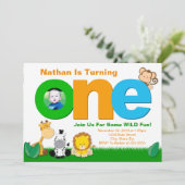 ジャングルサファリ誕生日招待状1歳の誕生日 招待状 (スタンド正面)
