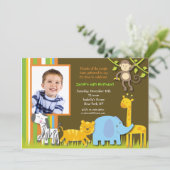 ジャングルサファリ誕生日招待状 招待状 (スタンド正面)