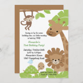 ジャングルサファリ誕生日招待状 招待状 (正面/裏面)