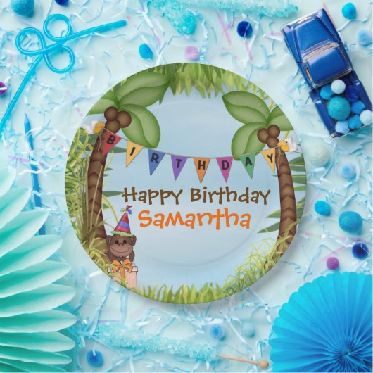 ジャングルサファリ誕生日紙プレート ペーパープレート (パーティー)