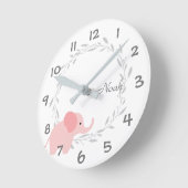 ジャングルサファリ象の子供か子供部屋の柱時計 ラウンド壁時計 (傾斜)