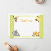 ジャングルサファリ赤ちゃんシャワーありがとう ノートカード (正面/裏面インサイチュ)