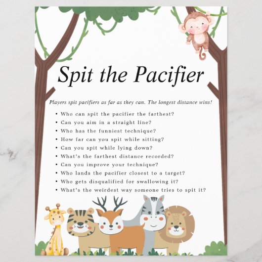 ジャングルサファリ赤ちゃんシャワーゲーム チラシ (正面)