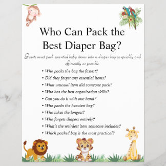 ジャングルサファリ赤ちゃんシャワーゲーム チラシ