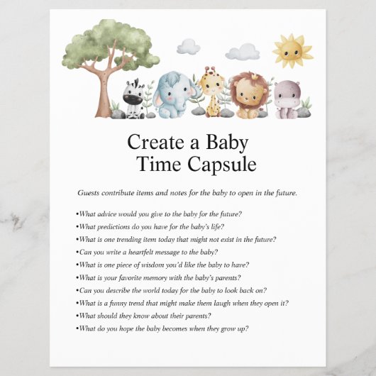 ジャングルサファリ赤ちゃんシャワーゲーム チラシ (正面)