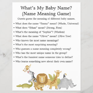 ジャングルサファリ赤ちゃんシャワーゲーム チラシ