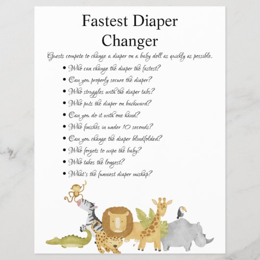 ジャングルサファリ赤ちゃんシャワーゲーム チラシ (正面)