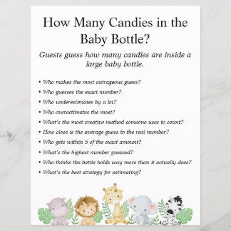 ジャングルサファリ赤ちゃんシャワーゲーム チラシ