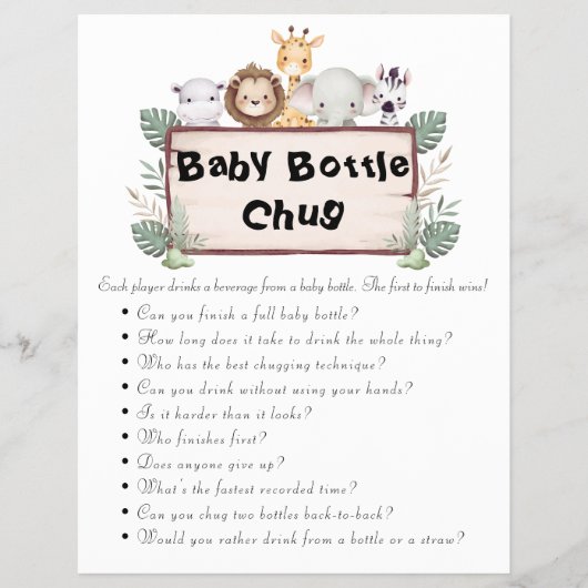 ジャングルサファリ赤ちゃんシャワーゲーム チラシ (正面)