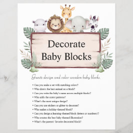 ジャングルサファリ赤ちゃんシャワーゲーム チラシ