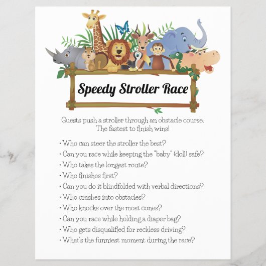 ジャングルサファリ赤ちゃんシャワーゲーム チラシ (正面)