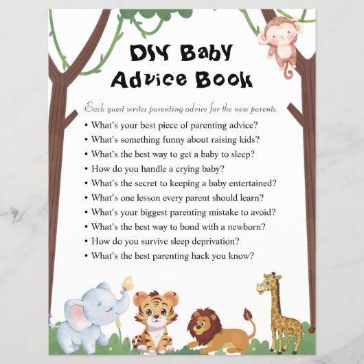 ジャングルサファリ赤ちゃんシャワーゲーム チラシ (正面)