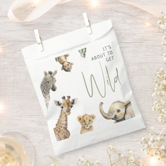 ジャングルサファリ野生のベビーシャワーに近い フェイバーバッグ (クリップ留めされた状態)