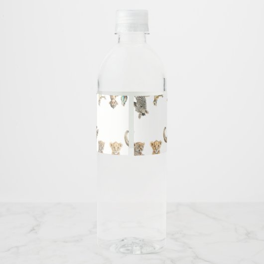 ジャングルサファリ野生の赤ちゃんシャワーを取得しようとしている ペットボトルラベル (裏面)