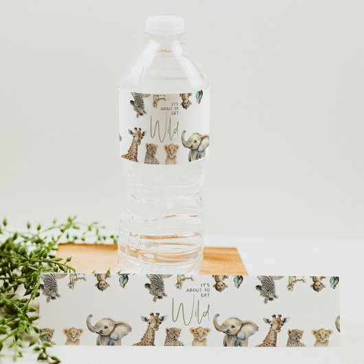 ジャングルサファリ野生の赤ちゃんシャワーを取得しようとしている ペットボトルラベル