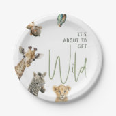 ジャングルサファリ野生の赤ちゃんシャワーを取得しようとしている ペーパープレート (正面)