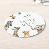 ジャングルサファリ野生の赤ちゃんシャワーを取得しようとしている ラウンドペーパーコースター (アングル)