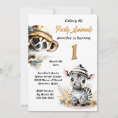 ジャングルサファリ野生動物のキッズブッシュ 招待状 (正面)