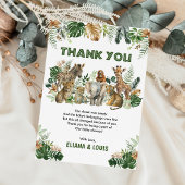 ジャングルサファリ野生動物の男の子のシャワー サンキューカード