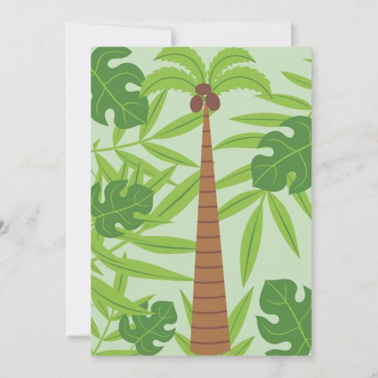 ジャングルサファリ野生動物の緑の赤ちゃんシャワー 招待状 (裏面)