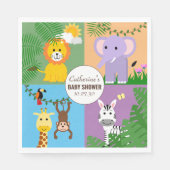 ジャングルサファリ野生動物の赤ちゃんシャワーカラフル スタンダードランチョンナプキン (正面)